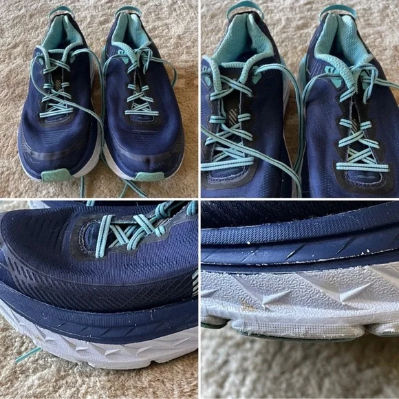 Hoka One One Bondi 5 Wide Medieval Blue Radiance Navy, Aqua, White Size 8.5 D - Picture 13 of 14